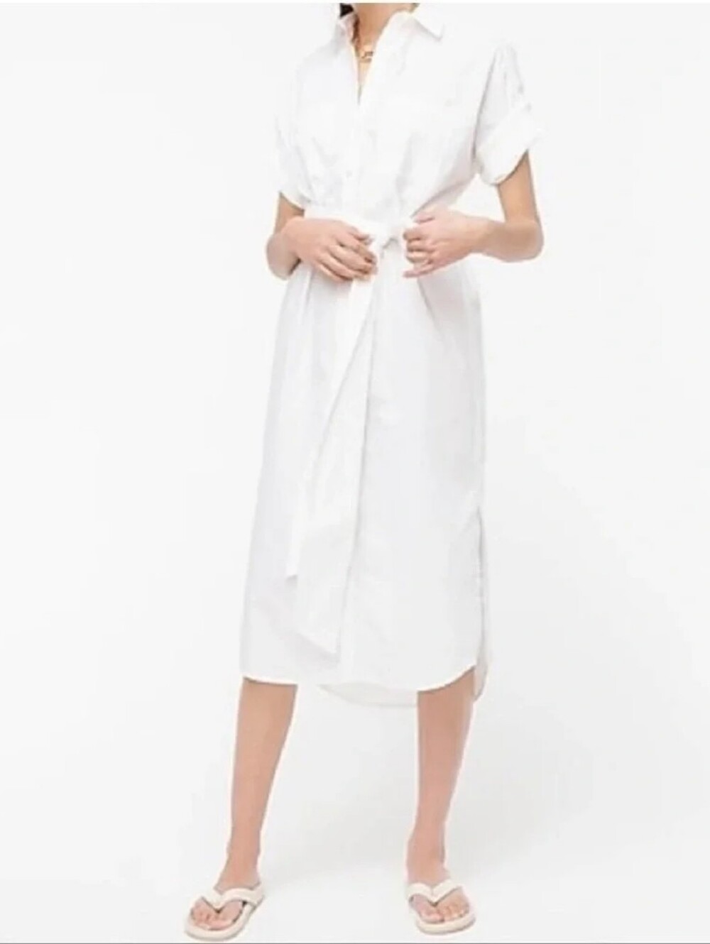 New J. Crew Relaxed Fit Short Sleeve Cotton Poplin Shirtdress AY840 White XXL